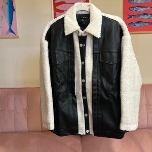💠New Sherpa Vegan Leather Jacket (S)